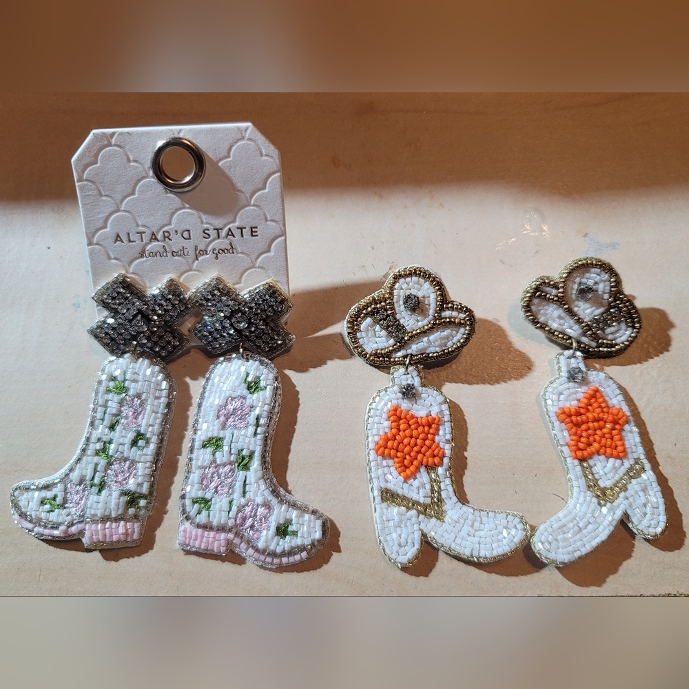 Altar'd State Floral Beaded Boot Earrings